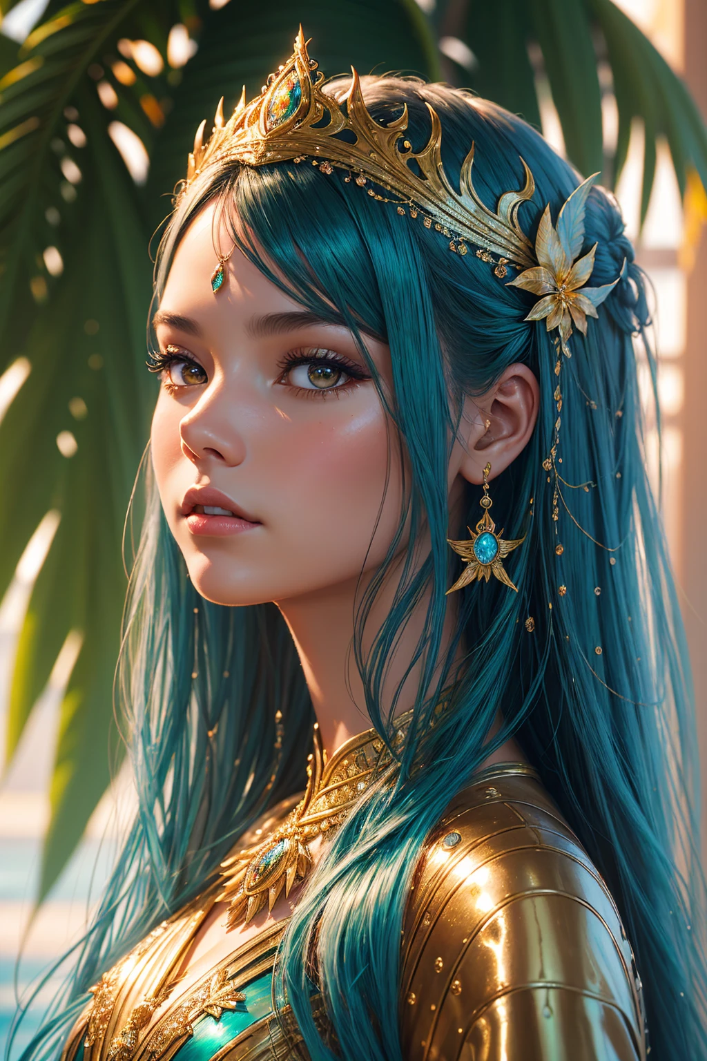 (​masterpiece, best quality:1.5), highest quality, High resolution, super detailed, Realists, Full body photo of Starfire from Teen Titans, detailed and beautiful green eyes, beautiful detailed lips, very detailed eyes and face, longeyelashes, Beautiful and colorful makeup, elegant and noble々Pose,shiny satin headband, bright daylight, bright colors, fine brushstrokes, Portrait style, beautiful color palette, glowing skin, First-class rendering, that captures every detail, enchanting atmosphere, (perfect anatomy:1.2), (The breathtaking Starfireü,magnificent panorama view:1.2)