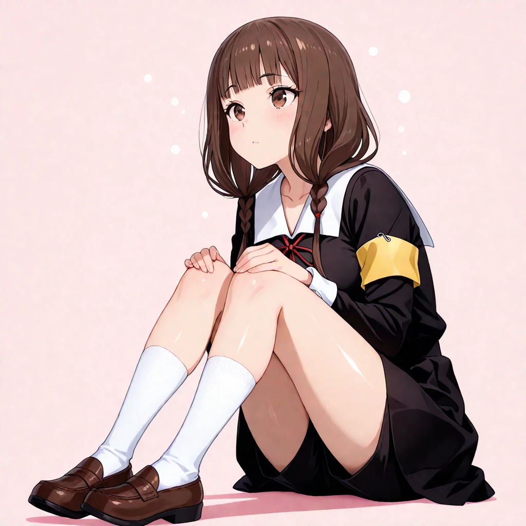 (Better Quality, first work), 1 Female, Twenty years old, (( face))Glare listlessly、Confused eyes、Round, young cheeks, Cheeky attitude, ((148cm)), (Petite)), (Thick thighs), (Modest chest), (Hairstyle)Dark brown hair、Hairline looks black、Slightly curly straight long hair、bangs, (Oversized white hoodie), (Blood-like patterns on the clothes), (タイトなショートパンツ), (((barefoot))), ((Bare legs stained with blood)), ((Smoke a cigarette)), ((Hold a cigarette in your mouth)), (background)Dark Back Alley, ((looking at the camera)), Accurate Anatomy, feet, (Low angle view), Configuration looking up from below, Sitting, whole body, I can see your feet