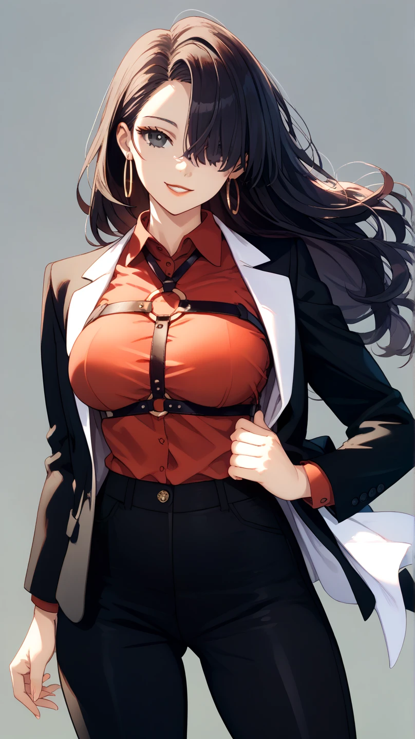 Anime character wearing glasses, Sharp eyes, Clear facial features, anya from spy x, Anime girl wearing black dress, From Girl Front, Official Character Art, Full body illustration, official art, anime Full body illustration, Full body portrait, Female whole body, Full body portrait, Single character full body, Maya Fei in Ace Attorney

