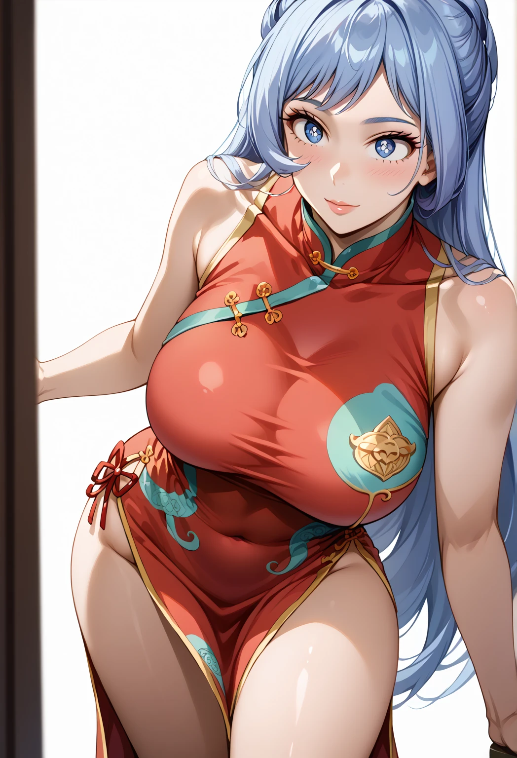 ass pov,nsfw,beautiful girl,Anime Face,older sister,Blue Hair,long hair inverted nipples,gleaming skin,steam,(low quality,worst quality:1.4),extra limbs,missing limb,extra digit,fewer digit,missing digit,missing finger,fused fingers,mutated hands and fingers,1girl,sweat,hotel,face forward,front,gleaming skin,China dress,topless,sagging breasts,front