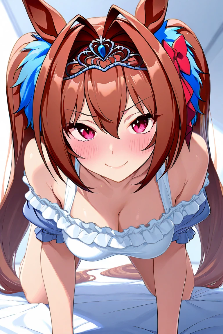 ((Brown hair)),((Braided shorthair)),((With black eyes)),微reddish潮,(Open-chested Japanese pattern swimsuit:1.5),(School swimsuit style:1.4),(Skirts with ruffles:1.25),(fluffy cloak:1.3),(stylish five finger gloves:1.2),(Ruffled ornament:1.25),(Accessories and hair ornaments with flower motifs),(Usamimi:1.7),(active movement:1.25),(crown on the head:1.5),(The color of the swimsuit is pink、reddish、blanche:1.3),Kamimei,(close up of face:1.35),(Rabbit pose with hands:1.35),(A cute world filled with stuffed animals and toys:1.25),(A happy, fluttering face),(jump with one leg up:1.5),(Rabbit ears:1.7),(Princess of rabbit country:1.45),