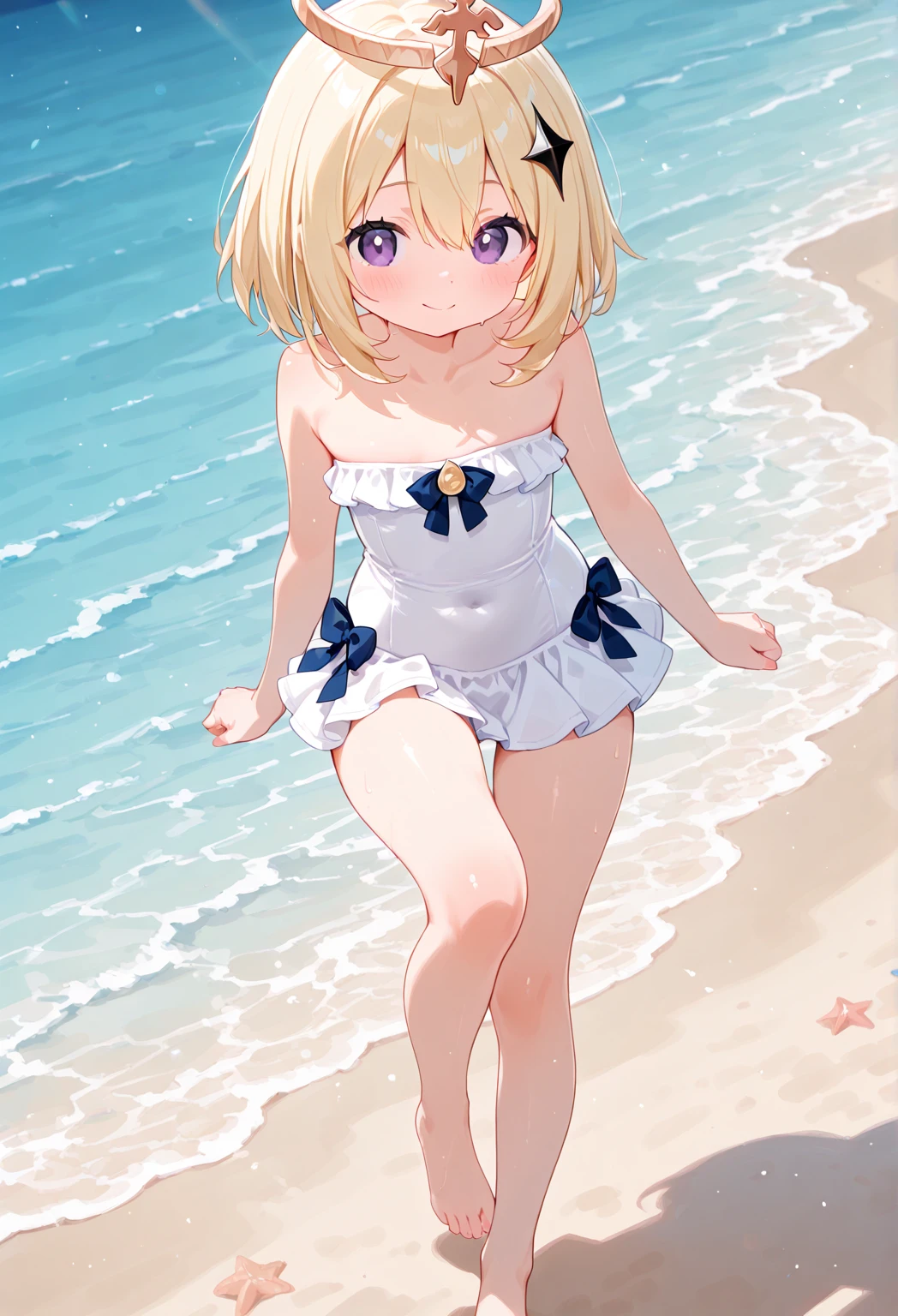 score_9, ,score_7_up, score_6_up, source_cartoon, source_anime,1girl,breathtalking Scenery,watercolor,smooth soft skin, natural skin,
BREAK
(little female child:1.8), (loli:1.8), 4 years old, (loli toddler:1.1),flat chest,baby face,oily skin, ultra cute face, happy smile,
BREAK
(short blond hair:1.6) messy hair,(fang:1.1), (pink eyes:1.1),highlight on eyes, antenna hair,double tooth,(blond hair:1.1),
BREAK
school swimwear,exposed shoulders,undressing,Ttraditional media, sea,wave,island,tropical,dynamicangle,dynamicpose,breathtalking background, outdoors,
