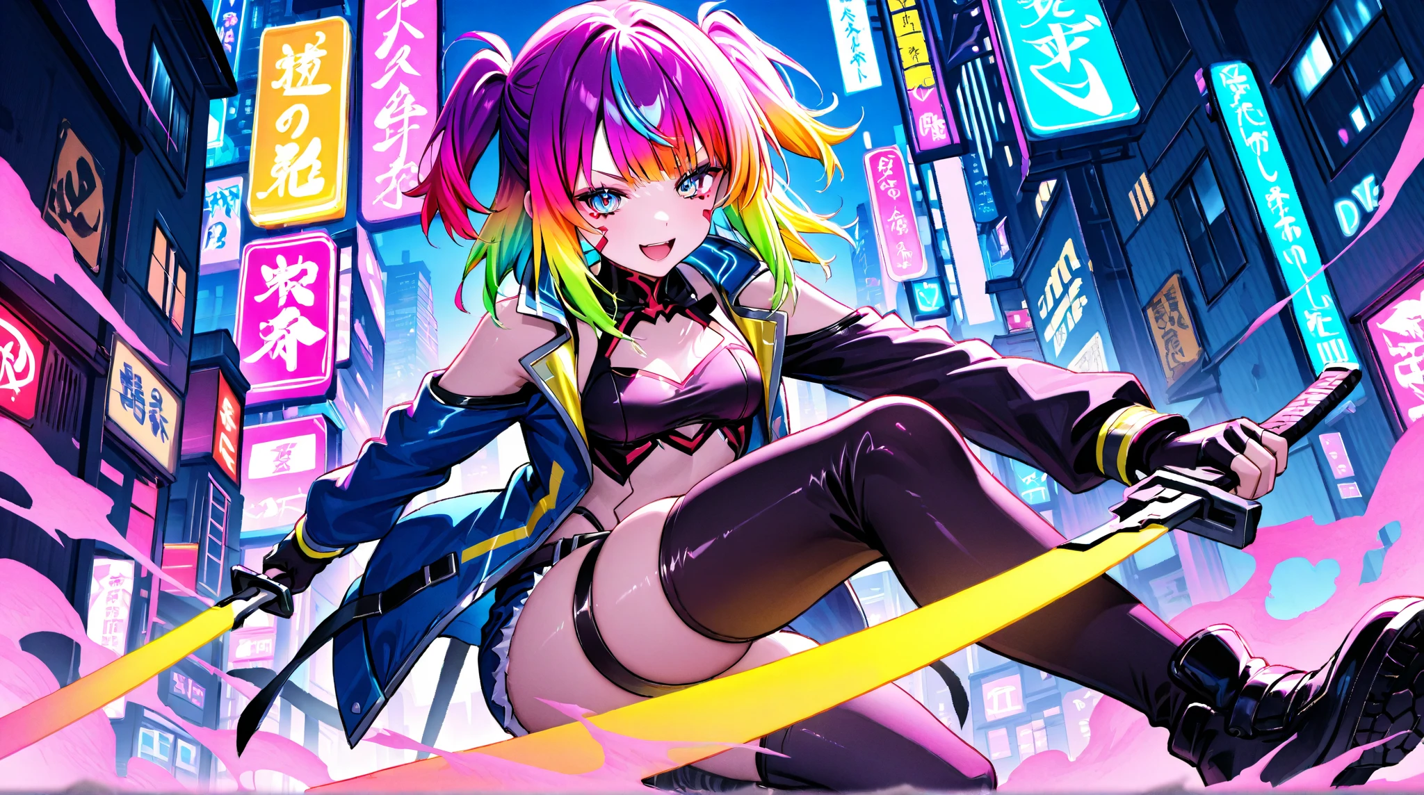 "(ultra-detailed CG illustration), best quality, masterpiece, dreamlike, beautiful, neo city vibe, neon lights, night, high saturation, (1 girl with pink hair:1.3), (dancing:1.1), (K-pop:1.1) stylish, sexy, (Nicole Demara (zzz): 1.2)."