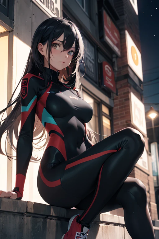 woman in muscular ai suit bulge