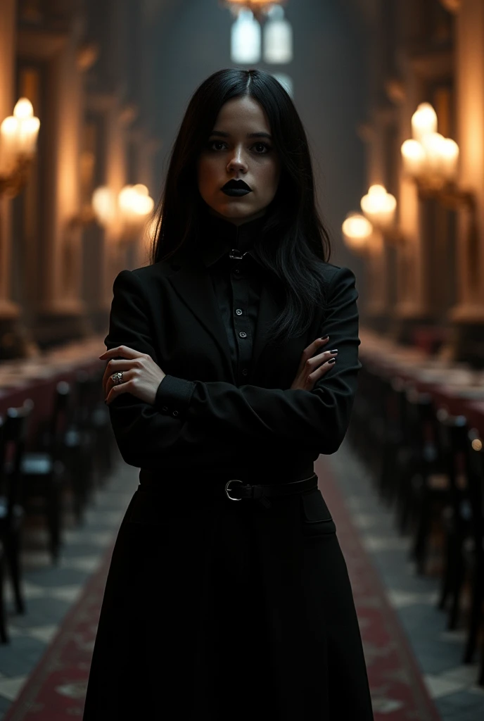 Goth teacher woman with boots fishnets and short skirt