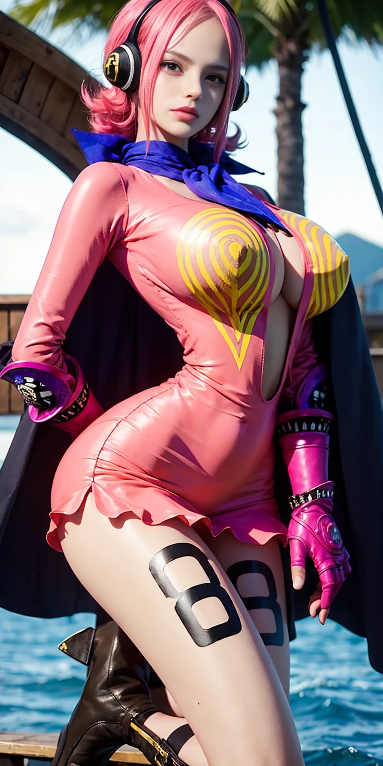ultra-detailed, Explicit, Beautiful body, Beautiful Nose, Beautiful character design, perfect eyes, perfect face, ultra highres, 4K, beautiful legs, perfect legs, Nice hands, Perfect hand, Masterpiece, Best Quality, Highly detailed, illustration, absurdres, street fighter, doll suit, shadaloo doll, dollsuit, expressionless, blank eyes, looking at viewer, red gloves, emotionless, black latex, corrution, mind control, female combatant, full body, hypnotized, unhappy trance, full body suit, ribbed bodysuit, both arms at side, obey, perfect female body, extremely glossy latex, hypnosis, hypnoLora, empty eyes, Mind control device, poses, submissive_pose, Slave, hat, necktie, stand up straight, standing, standing at attention, hat, necktie, belt, latex, ribbed bodysuit, thighhighs, garter belt, Fighting Stance, extending the right arm from the shoulder into the air with a straightened hand, saluting, military, military saluting, salute, thigh boots, 1girl, Aelita Evolution, code: lyoko, pink hair, short hair, long ear, green eyes