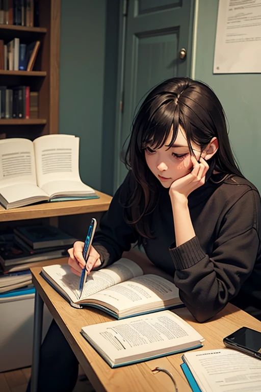 A girl writing manga