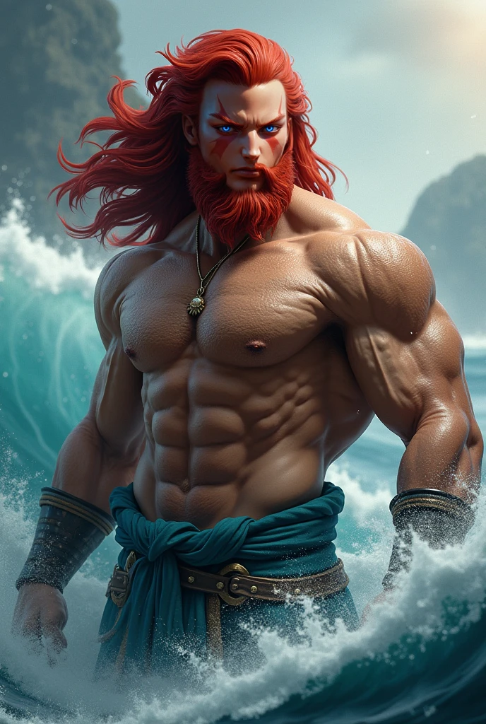 (melhor qualidade, obra-prima: 16.9), (cartonizada1.4), um homem com uma lkonga barba ruiva, with a crown on his head and holding a large sledgehammer with its grey tip --auto