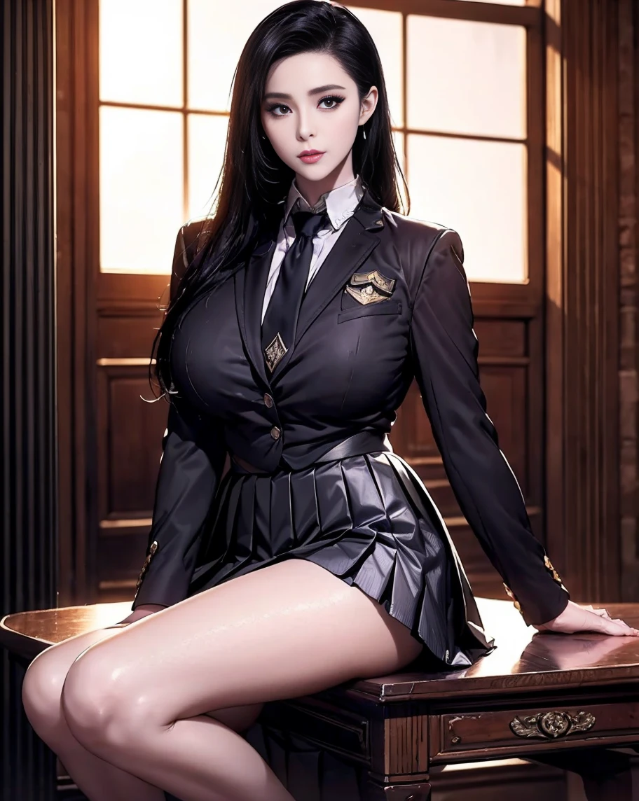 (masterpiece, Highest quality:1.3), (Very detailed:1.3), One girl, alone, (Gray Hair,Long Hair), (Big Breasts:1.4), Yellow Eyes, (White shirt, Black tie, Black coat, Open Court), Cowboy Shot, Cinema Lighting, (((Glowing light particles))), (Put your arms behind your back), Dynamic Angle,Chest swelling,Asian,(Beautiful Face:1.6)