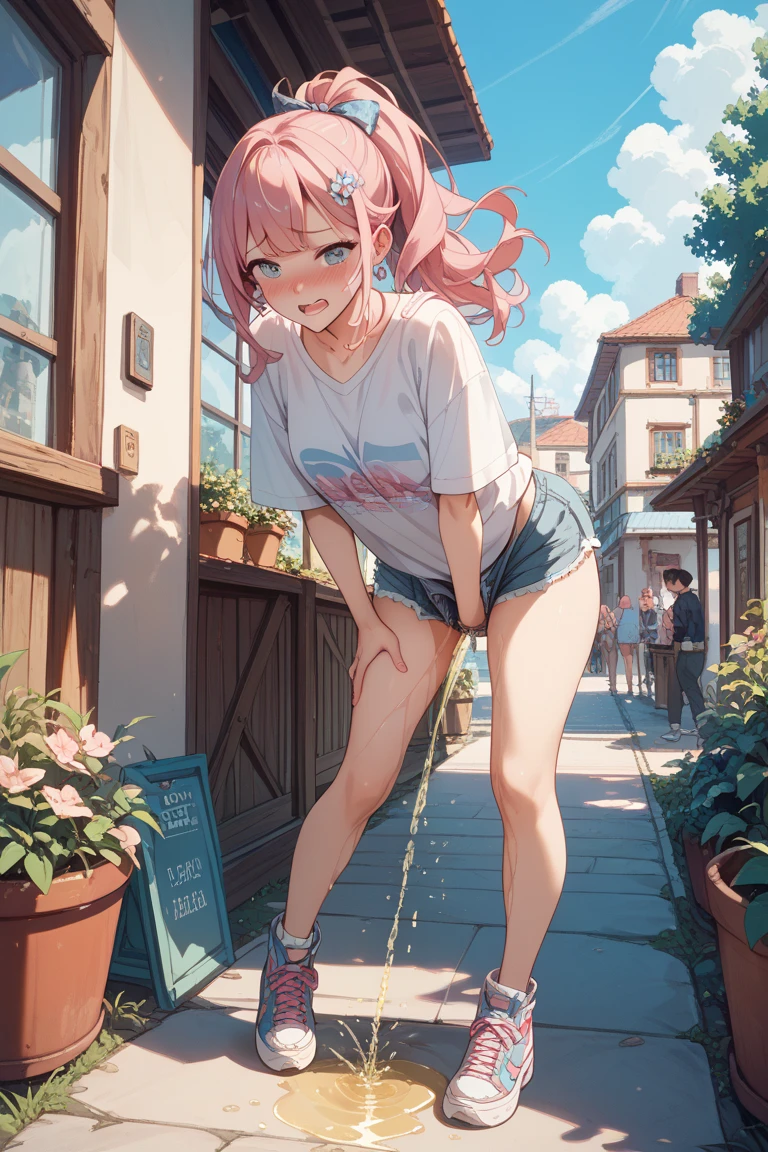 nsfw, (masterpiece, top quality, best quality, highly detailed:1.6), extremely detailed CG unity 8k wallpaper, strong facial expression,(sharp eye:1.2),(scowl:1.1), (embarrassed,blush:1.3), (steam:1.1),(wet:1.1),(sweat:1.1),(trembling:1.3) ,(parted lips:1.4),(harf open eyes:1.4),(feeling weak:1.5),(crying), (1 girl standing on the park, White one-piece dress, big straw hat:1.5), colorful, full body, wide shot, perfect composition, (((clutching crotch))), (girl trembling with sexual climax), urination, incontinence, piss, peeing self, A lot of pee, having an accident, pee running down legs, Crossing legs, (((pee stream))), (pee puddle), wetting herself, pee stain, peeing, blush, trembling, embarrassed, (long hair), Yellow pee, Rubbing knees, ((leaking pee)), leaning forward, hand between legs, (Touching the crotch:1.6), Shaking one's shoulders, Breaking a sweat on forehead,(Rubbing the crotch with your hands:1.5), puddle of pee, Pee at your feet, Pee spread on the floor, Pee stains, Dripping pee between my legs, Feet wet from pee, Pee-covered feet, Pee at your feet, want to pee, about to pee, Full bladder, Pee-soaked shoes, Pee-soaked ankle socks, The limit of holding in pee, A big pee, Pleasant pee, a big puddle of urine at my feet, can't stand it and urinate, can't stand peeing, Non-stop peeing, Unstoppable peeing, A dress wet with pee, can't make it to the toilet in time and I pee, A pleasant feeling of urination after holding it in to the limit, 