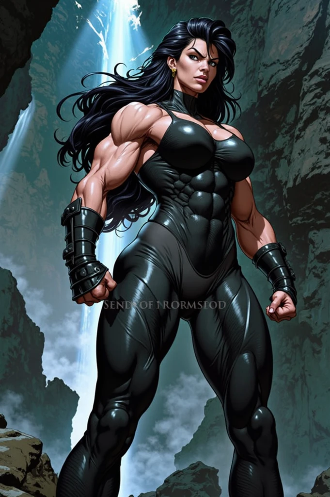 attractive muscular woman, superb strength and endurance, strong latina woman in mystical fantasy setting, muscular shadow sorceress, ripped muscular yet sensual and feminine, wearing witches robes