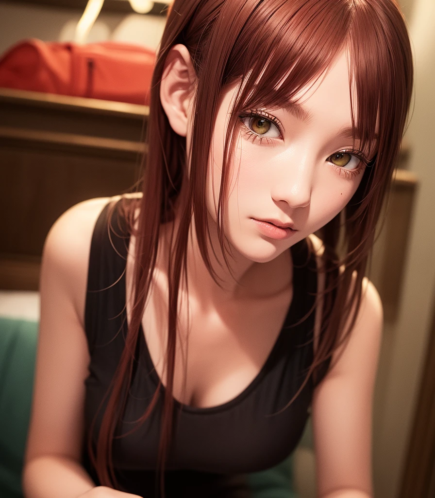 Kasumi, (Representative works:1.3)、(8k、Realistic、RAW Photos、Best image quality:1.4)、Small face、Beautiful Face、(Realistic Face)、Natural Makeup、light makeup、 Beautiful hairstyle、Realistic eyes、Beautiful attention to detail、 (Realisticな肌)、Beautiful Skin、Black Bikini、indoor、Full body portrait、On the bed、Sleeping posture、Lie on your back、Sexy pose、looking at the camera、Troubled expression