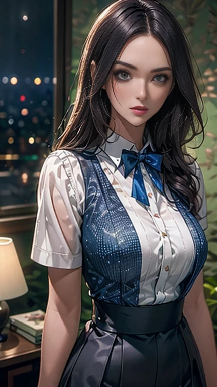 blue eyes、bionde hair、Full body photo、Sexy Face、Long straight hair_Hair reaching down to the waist、 Complete look、(((masterpiece)))、((Highest quality))、((超Realistic))、Mature woman、Mature woman、perspective、Very detailed、The perfect temptation、Best image quality、Fine-grained image quality、beautiful、Europe, woman, French, woman Italian, Italian, smile、blue eyes、jewelry, blue eyes, Realistic, High resolution, Glowing Skin, (Detailed face),jewelry, , night, bionde, Wavy Hair,Attractive appearance, Office Lady, white blouse with big ribbon tie ,white Office Blazer, cleavage, Office Skirt