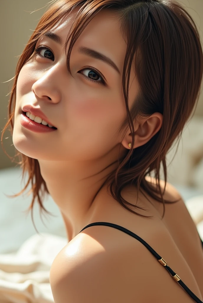 (Highest quality,8K quality,masterpiece:1.3),(Ultra-high resolution,Realistic:1.4,Live Shooting),(Very detailed,Caustics),(Ultra-Realistic Capture,(((Poolside)),beautifully detailed skin),19 years old,Beautiful Japanese, Medium Hair, Asymmetrical bangs, Brown Hair, I'm looking at the camera with a smile on my face,Soft Light,A ray of light shining from above,Natural light,((Pareo)),(((1 female))),