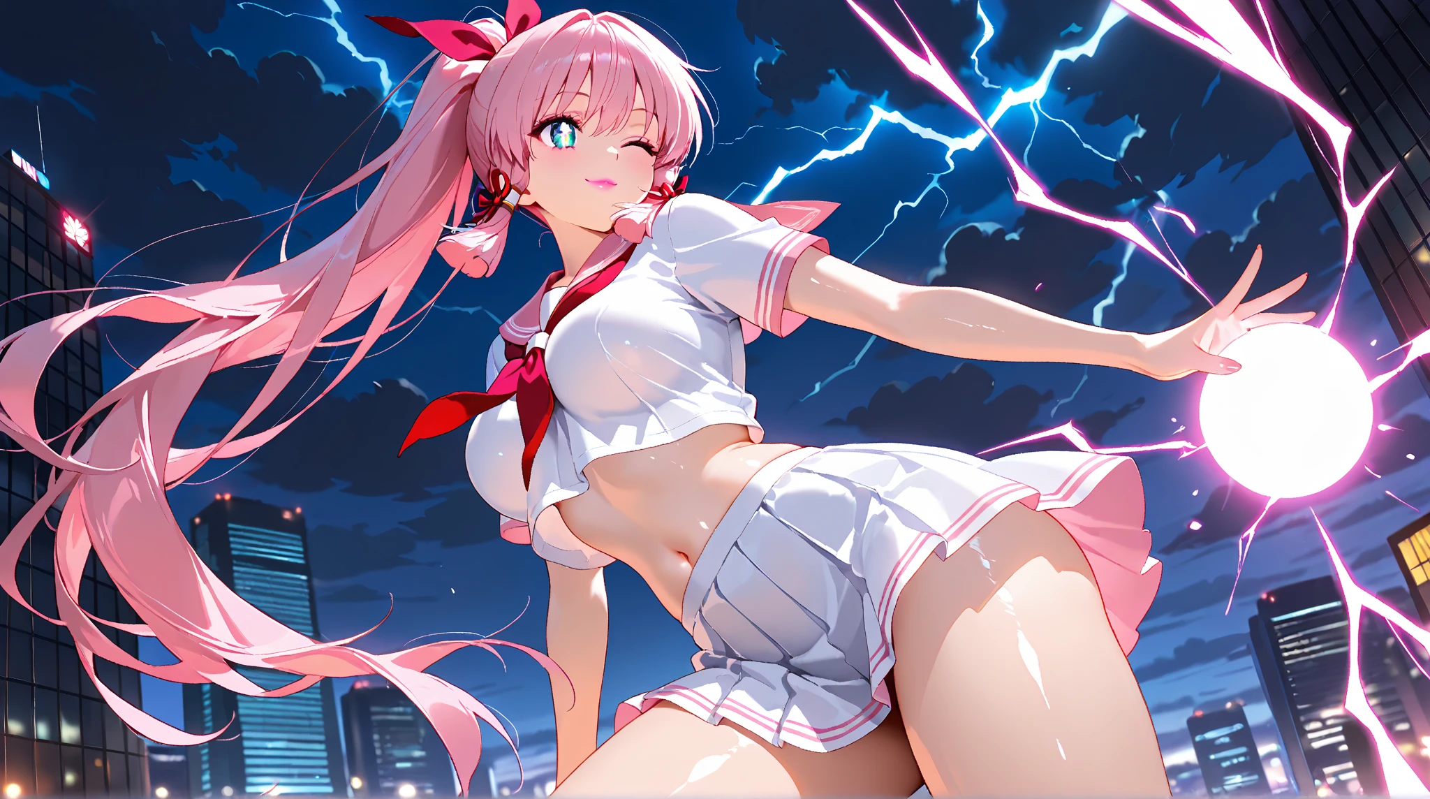 1girl, full body, sailor uniform, headband, stockings,masterpiece, clean lineart, clean anime outlines, best quality, high quality, high details, super detail, best quality, ultra-detailed, dynamic lighting, anatomically correct, great lighting, bloom, super detailed, super fine, highres, colorful, masterpiece, HD, 4K, 8K