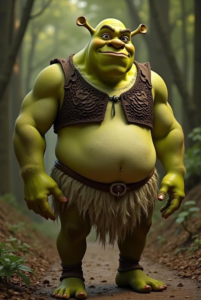 goblin,powerfull, prominent belly, bulged belly, swollen belly, muscular, tall, pointed ears, sitting