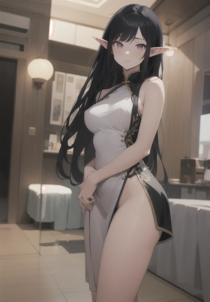 ((best quality)), ((highly detailed)), absurdres, extremely detailed face, beautiful face, (detailed eyes, deep eyes), (1girl), different views, full body, <lora:hairdetailer:.6>, <lora:aiomonstergirls_aiov4LoraLycoris:.5>, <lora:satyr_cpt_v01:.8>, satyrcpt, (satyr), black hair, light orange eyes, horns, animal ears, (goat horns), (goat legs), <lora:hoovedlegs:.7>, hooved legs, (furry legs), hooves, medium breasts, tube top, loincloth, pelvic curtain, gloves, (inside, in a garage)