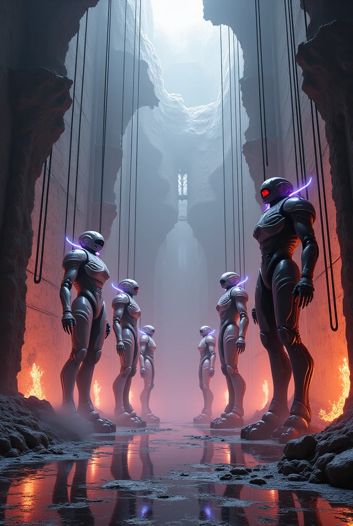 there are many people standing in a room with a lot of skulls, peter gric and dan mumford, hyperdetailed | donato giancola, craig mullins nekro, murata yasushi nirasawa style, scene from prometheus movie, metal hurlant, frame from prometheus movie, greg rutkowski and wayne barlowe, undead soldiers in background --auto --s2
