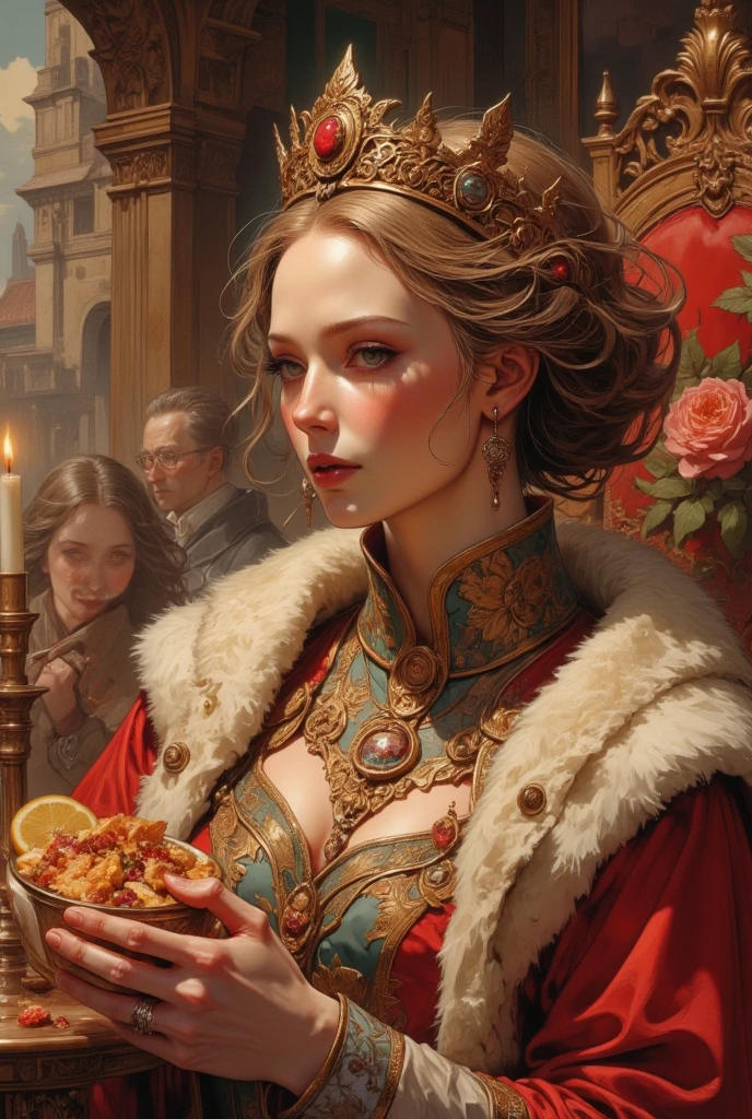 ancient roman woman, italian face, red brown hair, eating grapes and drinking wine from a chalice, no weird anatomy, no multiple arms, five fingers --auto --s2