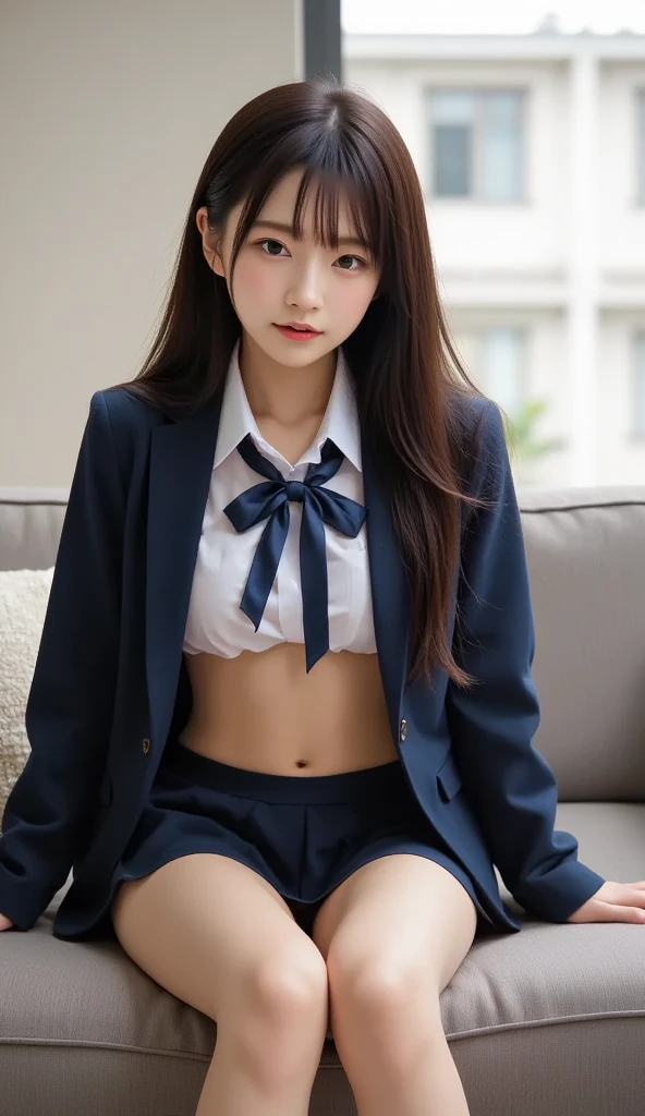 Dark blue high socks majicMIX Real、(Raw photography:1.2)、(Photorealsitic:1.4)、The beauty of beautiful details and delicate facial expressions、a blond、((Panties are visible))(Squatting panty shots)piercings Lashes beatiful detailed eyes、huge filesize、ultra-detailliert、hight resolution、Transcendent beauty top-quality、masterpiece、、(Japanese girls' high school uniform))、Very detailed expression Magnificent、finely detail、Highly detailed face movie lighting、A 23-year-old girl、front facing、((dynamicposes)))、(Sitting on legs with bent knees))、pleatedskirt、blazers、Sexy upper eyes, (Spread your crotch to show your panties:1.5), (White cottom panties:1.5)
