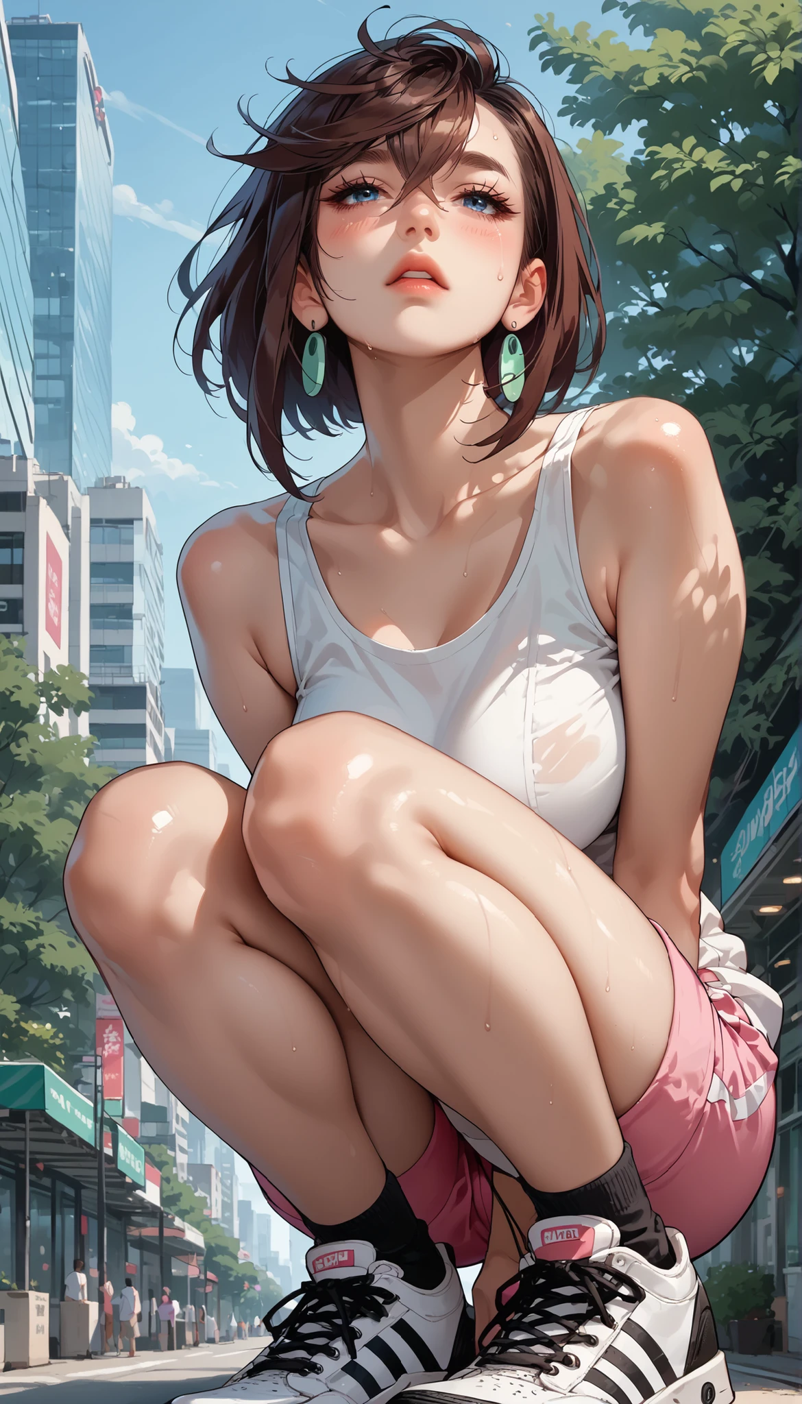 A woman is sitting on the railroad tracks with a bottle of water, Photo of Miwa Komatsu, Flicker, What it is？, kimi takemura, Young Gravure Idol, Yasumoto Oka, Young and cute gravure idol, Chiho, Young and skinny gravure idol, realistic Young Gravure Idol, My motto is Teshirogi, harumi