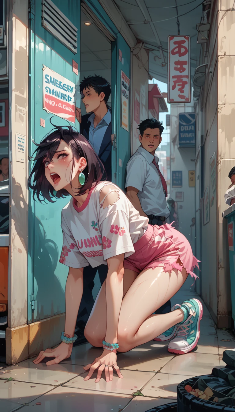 guy penetrating a girl in the middle of streets. nanaked