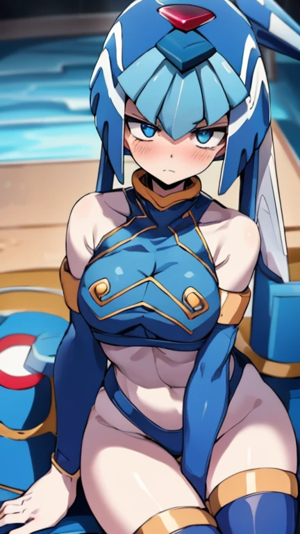 ninian fe, 1girl, solo, autumn, smile, sweater, turtleneck, cleavage cutout, ((Tight leotard)), ((sexy pose)), ((Wrestling ring)), red eyes