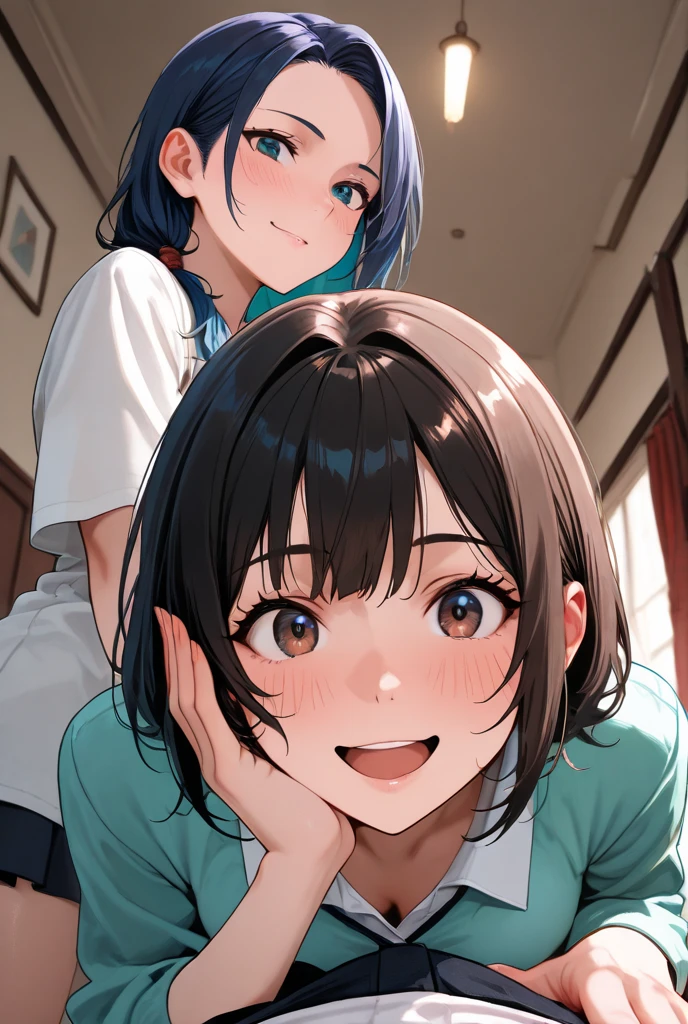 (highest quality:1.4)、High resolution、Detailed Background、(Detailed beautiful face:1.4)、Anatomically correct、(Depict the normal number of fingers:1.2)、(Detailed facial expressions)、Realistic、Beautiful fingers、Beautiful, smooth skin、Teenage beauty、(Two women)、(Huge breasts:1.3)、cute hair color、cute hairstyle、Relaxed atmosphere、Show off your attractive armpits、Beauty Salon、Cowboy Shot、
(Two beautiful girls enjoying a comfortable time receiving treatment in a private space:1.5)、
A relaxed look during the treatment、Showing a cute sleeping face、It's adorable to see her surrendering herself to the comfortable treatment.、
After the treatment, she looks satisfied with the radiance and moisture of her skin.、
Relax with a magazine or a cup of tea、
Taking a photo together after treatment with a friend、
Smiling while taking photos while experiencing the effects of the treatment、cute