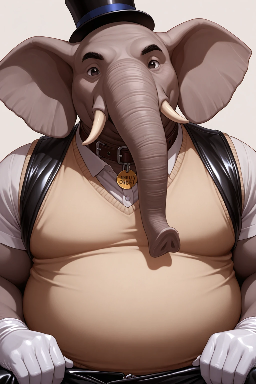 1boy, 1man, solo, a potrait (furry elephant, huge Trunk, huge tusk), (face:1.3, detailed face, bearded, beard, thick mustache), chubby, fat belly, huge belly, Park, extremely huge muscular, massive muscular , (topless, shirtless, shorts), well-muscled old man. ((extremely muscle size, super thick arms, huge pec, hyper pec, bigger chest, extremely wide pectoral , huge arms)), wide smiling. Add textures and details to make the image more realistic, such as the appearance of the. Make sure the resulting image is high resolution, 8K quality