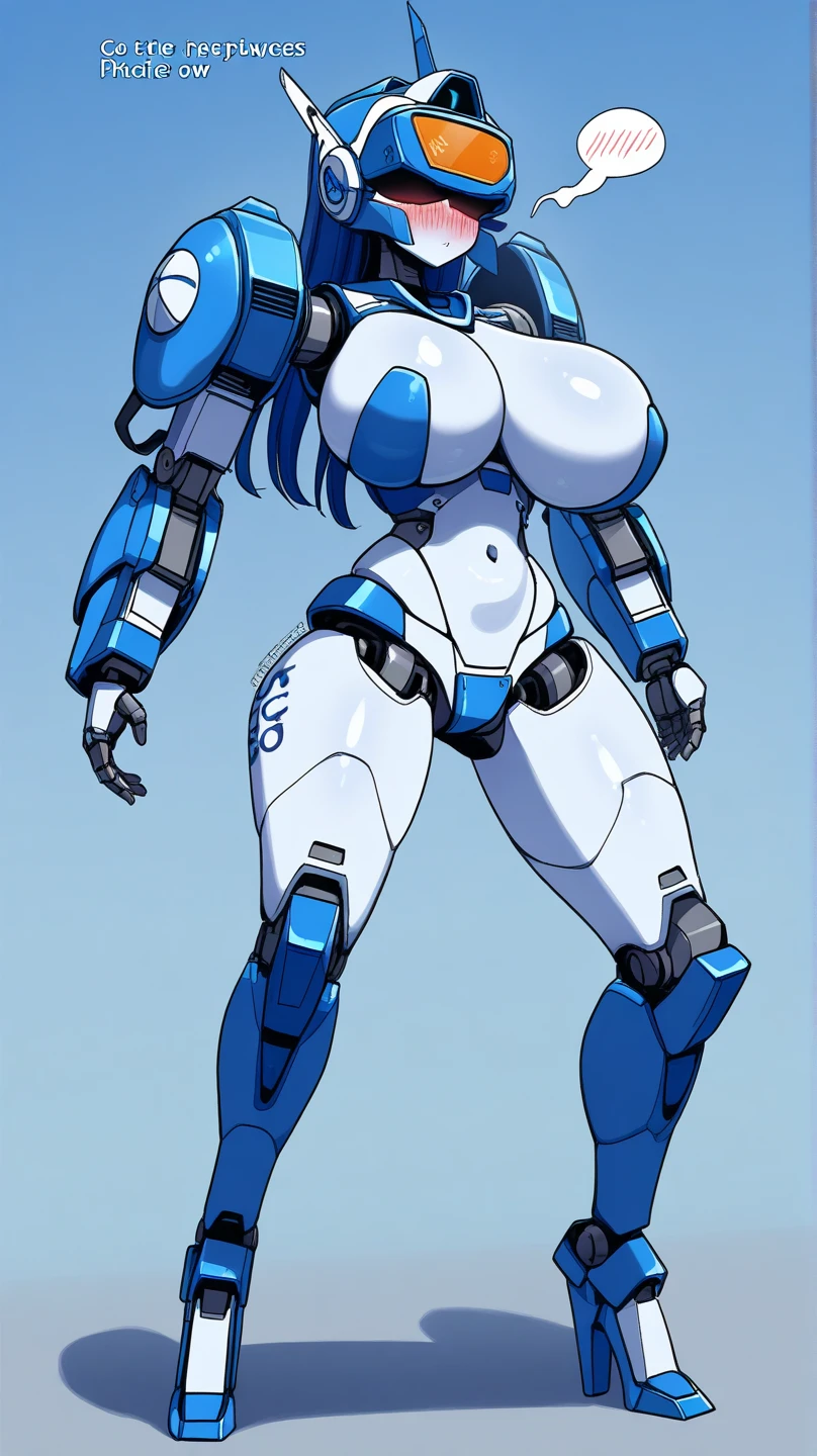 RUSSIAN WAIFU, in a combat exo-suit, very clear detail, suit colors blue, white and red