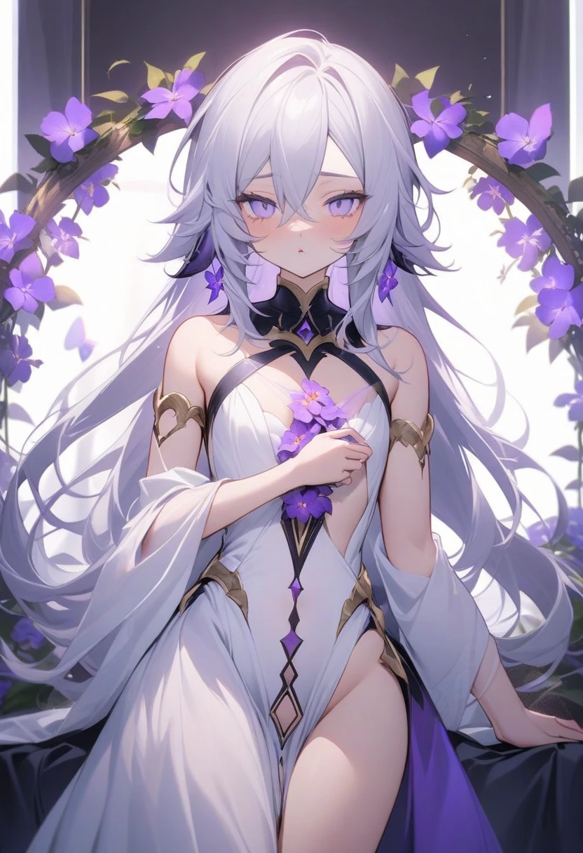 wisteria flower, wisteria tree, wisteria background, 8k ,4k , best quality, high quality, masterpiece, transparent clothes, inspired by Asukaziye artist : ask, art style : ask