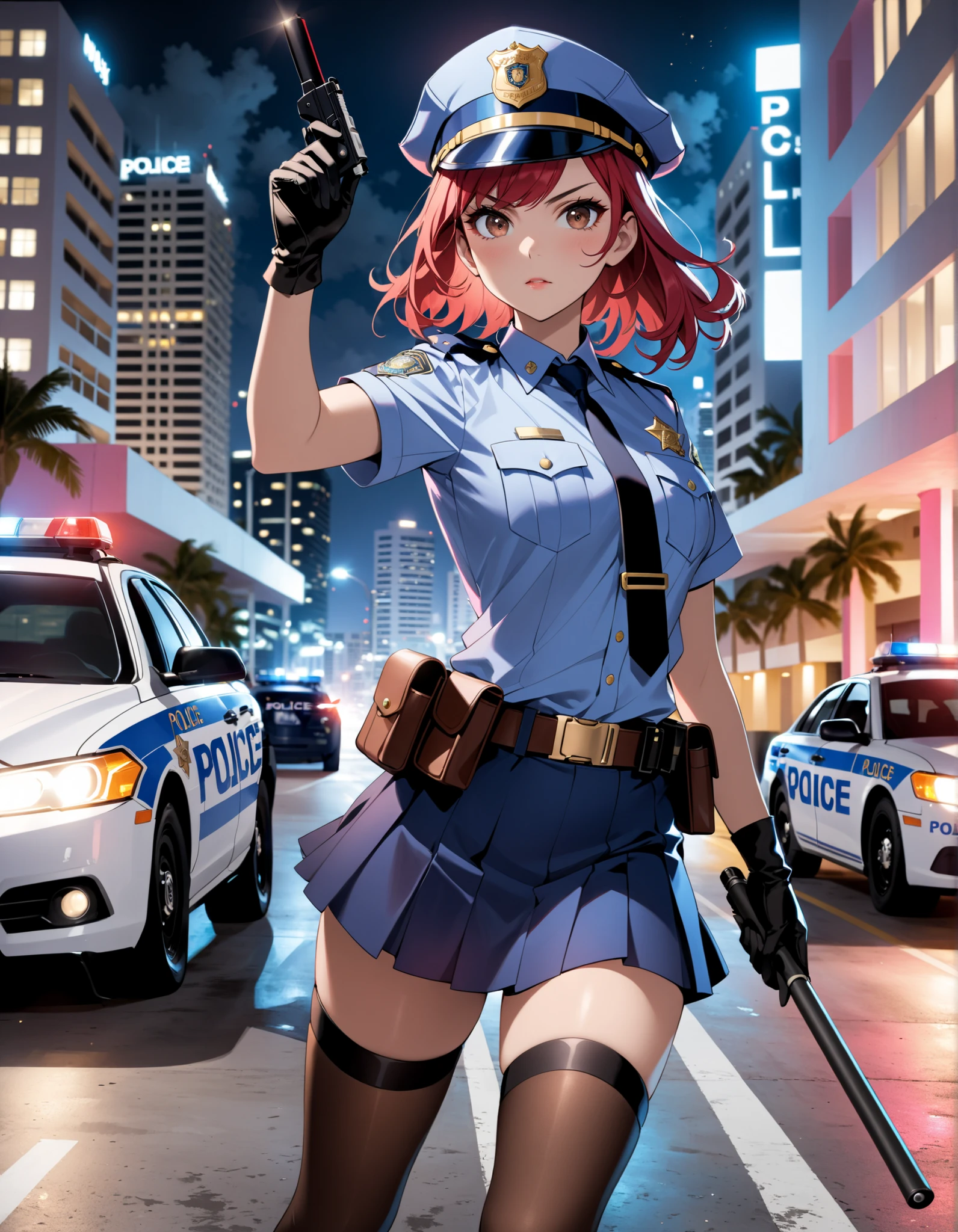 Policewoman with big breasts