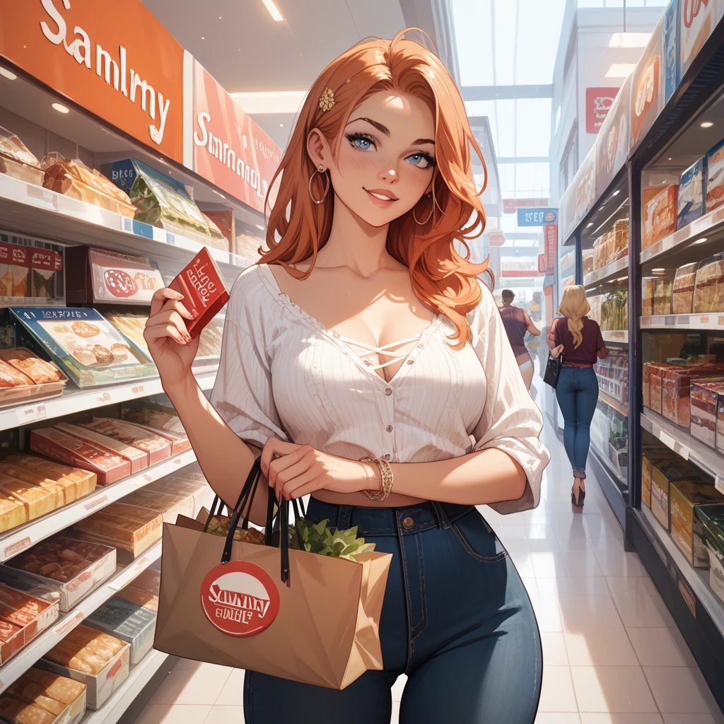 very tall womn at shopping