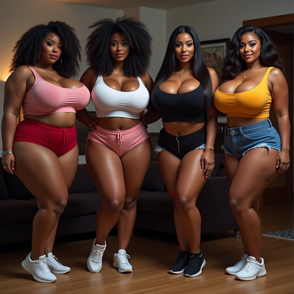 (melhor qualidade,4k,8k,alta resolução,masutepiece:1.2), (mulher negra, pele de ebano,BBW, 18 anos), (bunda enorme, Sagging Tits: 1,9), Footfall , (sexy white leather mini dress), sexy, sensual, hot, sorridente, (Sagging Tits: 1,9), decotes, bunda enormes. ((mesmo personagem, headpe, lado, costas)), (perfect hands)