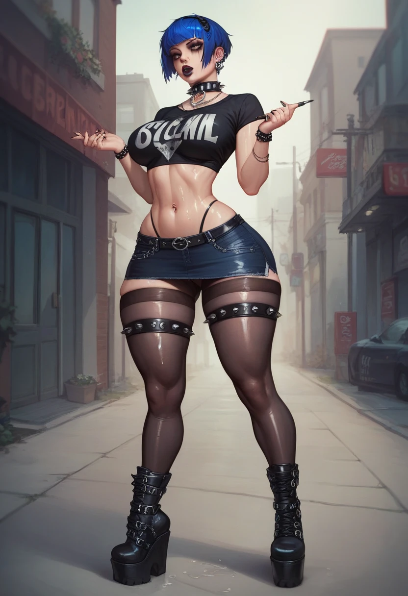 ((masterpiece,best quality,8k,highres)),((character concept art)), 1 female, adult, middle-age woman, demon, devil, fighter, 192cm height, long hair, flat bangs(red hair colour), ultra finely detailed eyes, red eyes colour(bright), extraordinary gorgeous, playful, smirk smile, shapely breasts, hourglass body shape ((muscular))(sexy), ((intricate detail)), super finely detailed hands, ultra finely detailed fingers(((ten fingers))), (fashion sport bra),(black mix gold colour outfit)(stylish), (cropped leather hooded jacket), short hot pants(black), black shoes, gold necklace, gold bracelet, a lot tattoo, tattoo on arms, tattoo on legs, (standing still), (full body showcase), (show full body), (no logos on background), (no logo), ((plain background)), (((empty hands))), ((plain background)), (((empty background)))