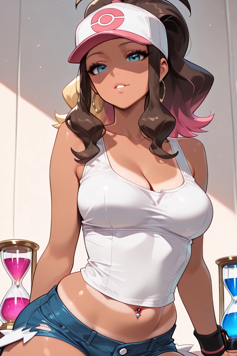 Woman taking a selfie in a mirror in a bathroom, her belly button is exposed, profile picture, mia khalifa, wearing a sexy cropped top, physique: minyest midriff ever, thicc, navel showing, tiny midriff never, fit pic, profile picture, looks fabiula birth, she's 2 3 Queen, ballet, glasses