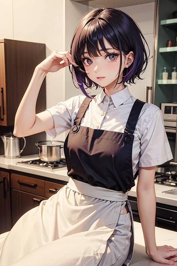 (Ahegao、Naughty、big breasts、masturbation:1.2)、apron、short twin-tailed hair
