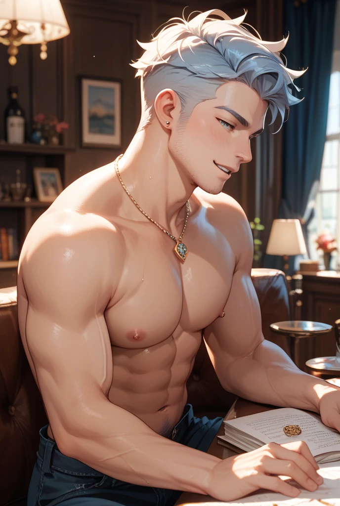 Young man,asian, cute ,smiling, handsome, muscular, Santa claus style, silver hair, santa's hat, abs, shirtless,full body , athletic physique, slender, no body hair, wearing nothing, completely naked , Realistic, fully naked, nude, perfect , male , correct male scrotum, perfect scrotum, male structure, correct male genitelia, huge and veiny male genitelia, hard male genitalia, erect male genitalia, bulging , night, snowy, snowman, christmas tree, gifts