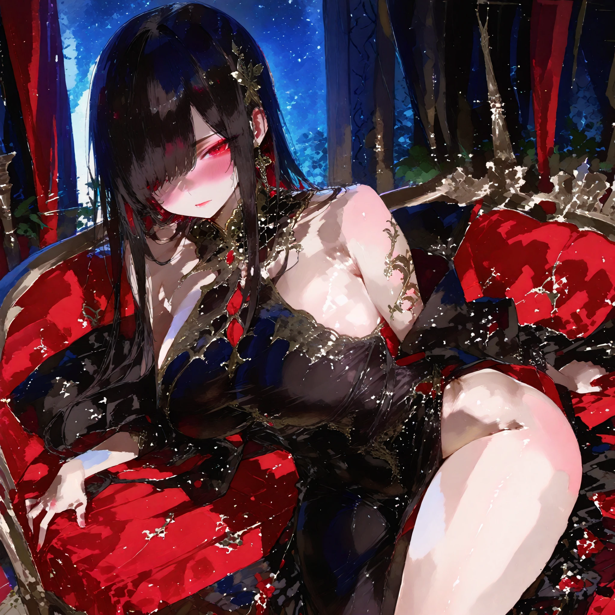 1girl,5 year old little beautiful girl,Brown-skinned,Black eyes,A dark-haired, lying on her back on bed,precious metal ornaments,Open your legs wide to show your crotch,very messy long hair,ripped clothing,,Hollow look,My whole body is drenched in sweat,Full body painting,red blush,Poor body,Wet crotch,fishnet tights,reddish,Chest exposed,Navel exposed,Open mouth,Put out the nipples,Tears from the eyes,,Detailed hand,,Tight pubic area,Expose the pubic area,gasp,fullnude,,,,,,