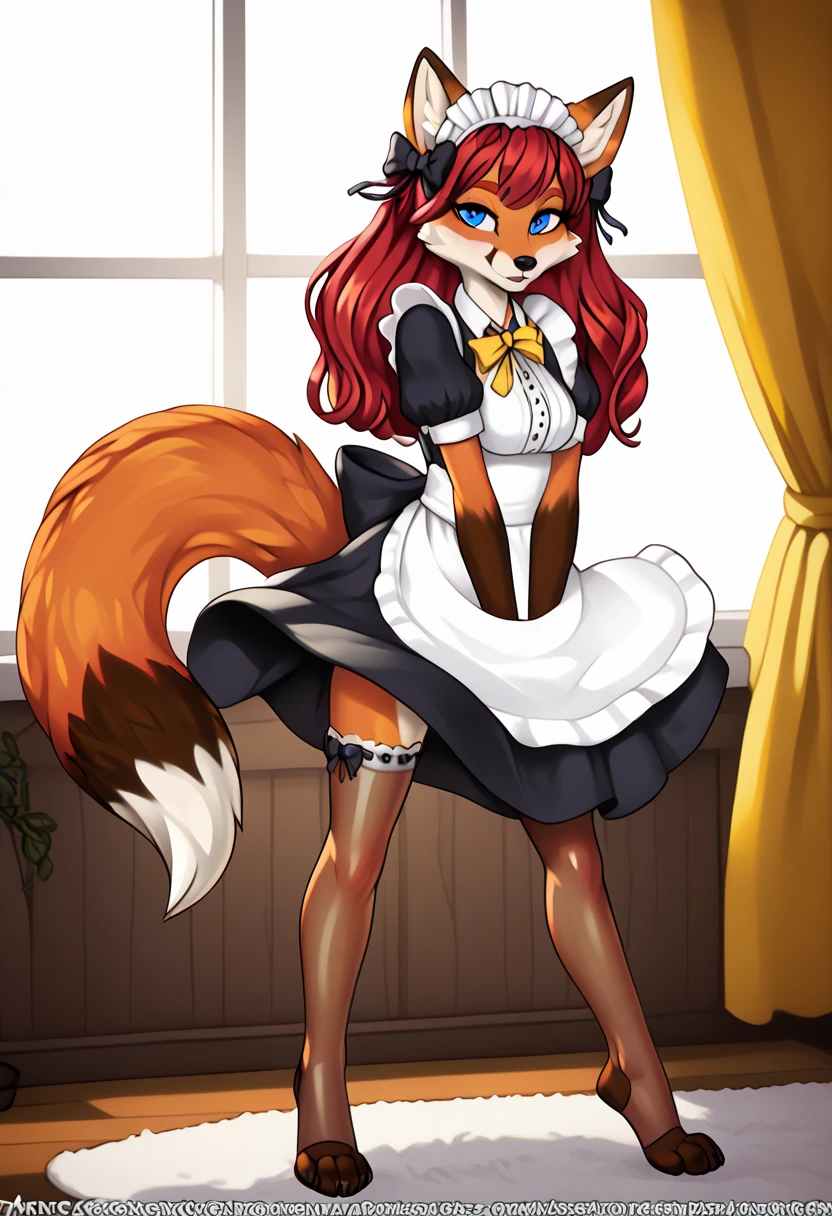 By personalami. solo. Cute slutty seductress furry lynx. Black long hair. Hair bow. slutty seductress smiling. slutty seductress Dynamic slutty seductress pose. slutty seductress Maid dress. slutty seductress Black panties. slutty seductress Black bra. Hand together on chest. Big chest. slutty seductress Pantyhose. Back view. anus