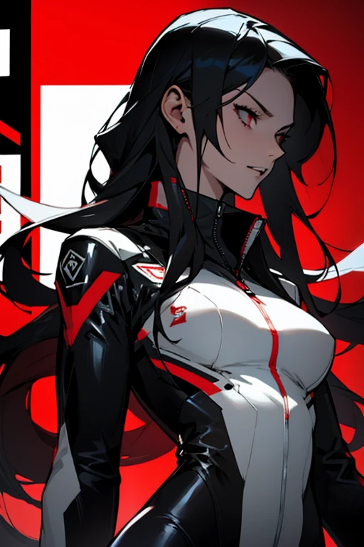 highest quality、long black hair、Beautiful woman、25Year、model、black eye、red pilot suit、gundam、everytime、Breast augmentation、anime touch、written by hand、watercolor painting