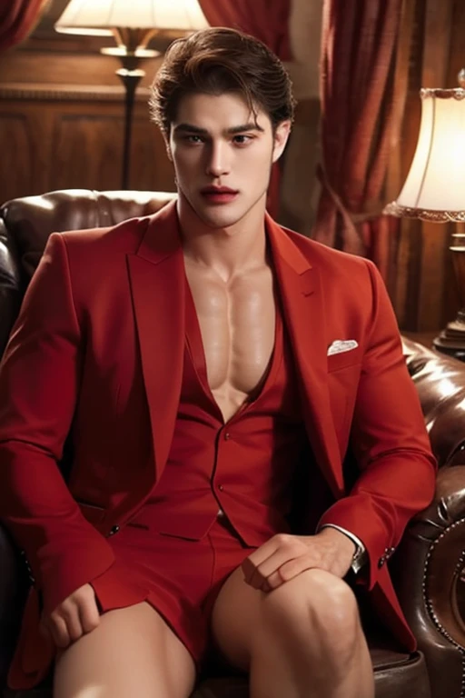 Hd, high quality, very handsome 20 yesrs old doctor male, Absurd, Fine details, nsfw, ((Sexy proportionate body)), Photorealistic,, Focus on the eyes,, leaning against table , in anlaboratory, Black hair, boy focus, Short hair, wearing necklace and earrings, shirtless, ((exposed vagina)) fully naked, full body view, muscular and slim, with red rose petals, with open coat