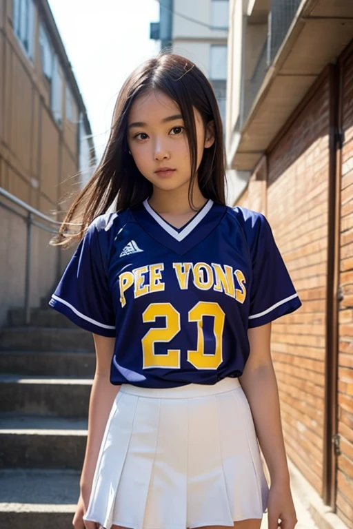 Wearing a basketball uniform、And her breasts were showing a little bit.、13-year-old girl