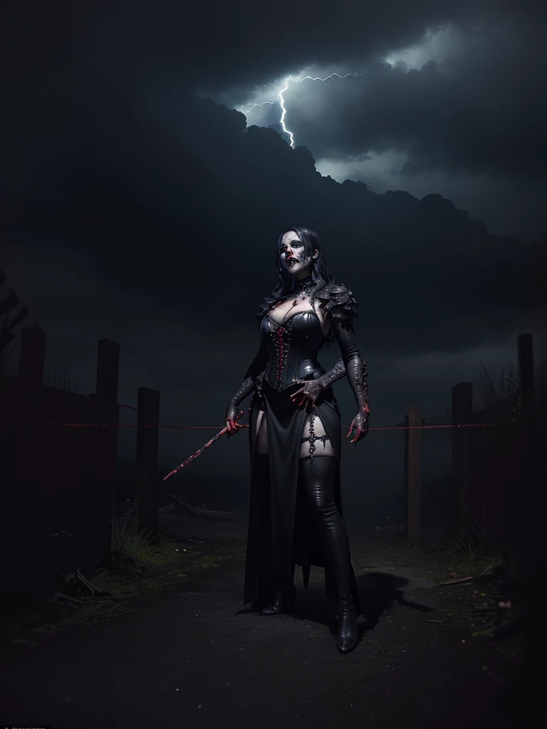 "Depict Bristleback (Rigwarl) from DOTA game in her Dread form, with dark, ominous armor and spines that emit a menacing aura, have massive k-cups, in a haunted, desolate landscape with eerie shadows and ghostly figures."
