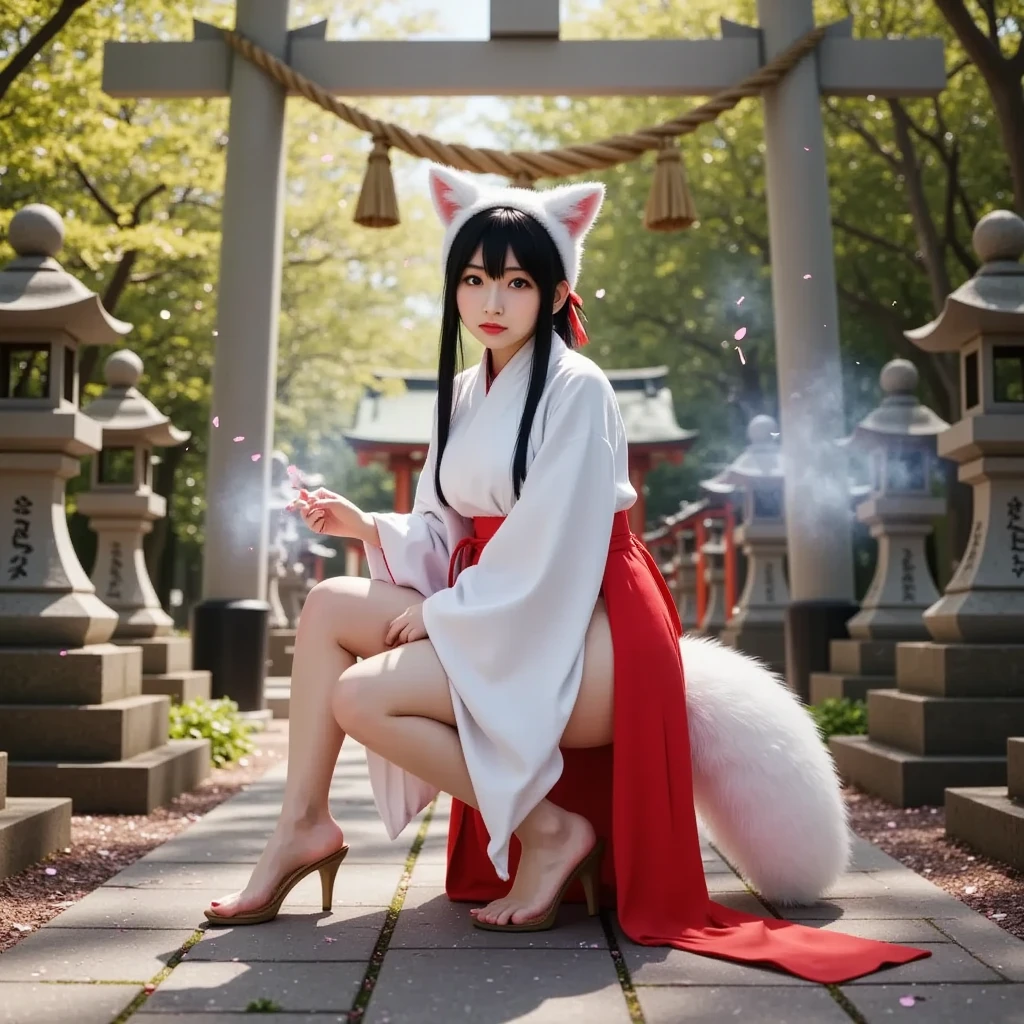 Sexy Asian woman in red and white clothes posing for photo, Ahri from league of legends, Ahri, japanese goddess, Mai Shiranui, Anime Girls Cosplay, a beautiful fox woman, yoko matsugane as Mai Shiranui, Akali, fox, fox狸和灌木, gas station trends, Sha Xi