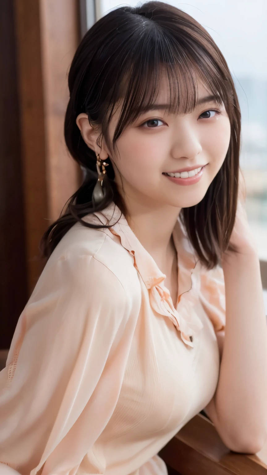 1 girl, (Wearing white stage costumes:1.2), Very beautiful Japanese idol portraits,
(RAW Photos, highest quality), (Realistic, Realistic:1.4), (masterpiece),
Very delicate and beautiful, Very detailed, 2k wallpaper, wonderful, finely, Very detailed CG Unity 8K wallpaper, Very detailed, High resolution, Soft Light,
Beautiful detailed girl, Very detailed目と顔, Beautiful and sophisticated nose, Finely beautiful eyes, Cinema Lighting,
(Simple light color background:1.3),
(medium hair), (bangs),
Complete Anatomy, Slender body, Small breasts, smile