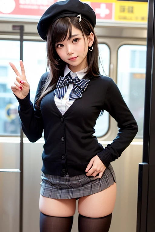 nsfw, (1girl in), (Solo:1.5), Official art, Raw photo, Photorealistic, unbelievable Ridiculous,masutepiece, Best Quality, 8K, hight resolution, extremely detailed girl, extremely detailed beautiful face, Beautiful skin, Ideal ratio body proportions, cowboy shot, looking at viewer, 17 years old, high school student, Japanese, large breasts, brown hair, long hair, naughty face, (smile), (gyaru), school uniform, ocher blazer, pleated miniskirt, (white collared shirt), red tie, (skirt lift:1.3), (shiny white panties:1.5), shirt is transparent and you can see the bra, outdoors, city, chromatic abberation, Sharp Focus, face lights,