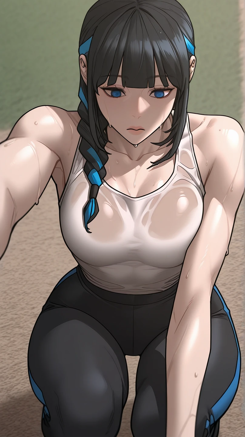 avatarkorra, korra, long hair, black hair, ponytail, dark skin, dark-skinned female, topknot, BREAK , BREAK looking at viewer, BREAK outdoors, BREAK (masterpiece:1.2), best quality, high resolution, unity 8k wallpaper, (illustration:0.8), (beautiful detailed eyes:1.6), extremely detailed face,  , (perfect hands, perfect ???????), in full growth,the city in the background,(micro skirt:1.4),(micro bikini, big tits,thongs,stockings:1.2),, muscular,egs spread