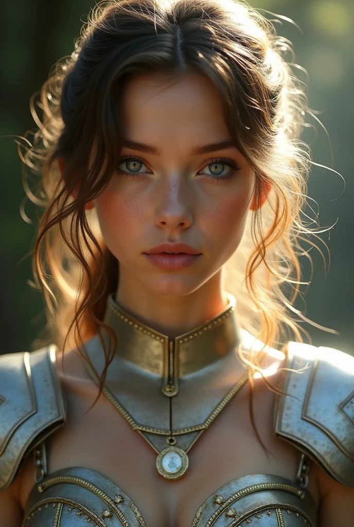 Greek Goddess Athena, brown hair, gray eyes, greek helmet, very beautifyl woman,Greek goddess,woman from ancient greece, close up, Bokeh, raw, ((sunlight spread over face)), close portrait, (extreme skin details), ultra realistic, rule of thirds, dramatic ceiling lighting, detailed face, cute, 8k, intricate details, divine rays, light leaks ,Cinematic film still from fantasy, full body, of ((beautiful woman)), (greek skin), looking at viewer, (wearing robe (flowing goddess attire), (loose robe)),Greek Mythology, swift and bright atmosphere, description of ultrra-accurate hands, photorealistic, super detail, masterpiece, best quality, highres, 8k --auto --s2