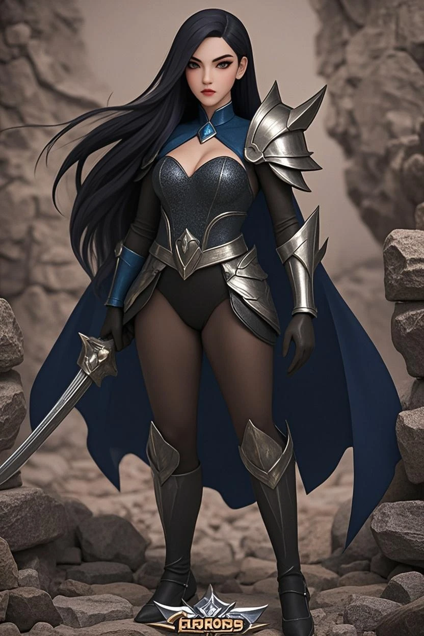 rpg character corpo inteiro, roupa medieval, armadura, woman, one woman, alone, sexy woman, curvy body, black hair, no helmet, big ass